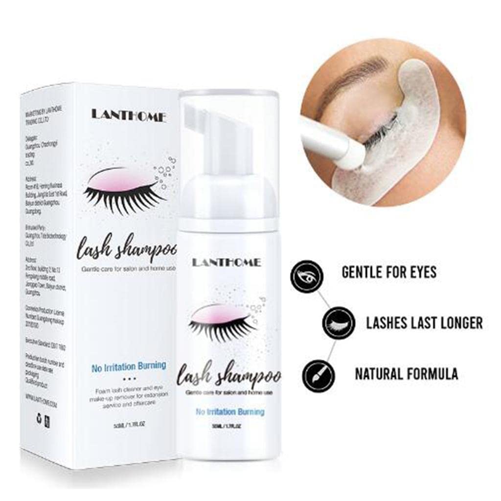 Removedor de Espuma para Pestañas, 10x 50ml (1.7 fl oz), Limpiador de Párpados para Extensiones, Ú de Pestañas, Kit con Cepillos