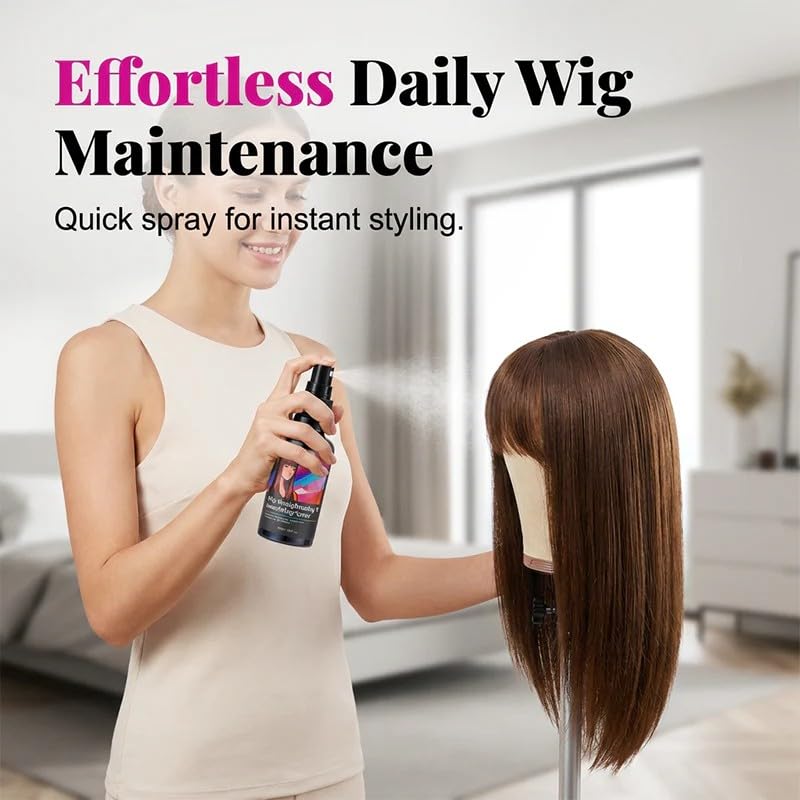 Wig Straightening & Smoothing Spray, Wig Care Products, Wigs Leave-In Conditioner Spray – Detangles, Smooths & Refreshes – Lightweight, Frizz Reducing,Non-Greasy Formula for Daily Us (Smoothing(50ml))
