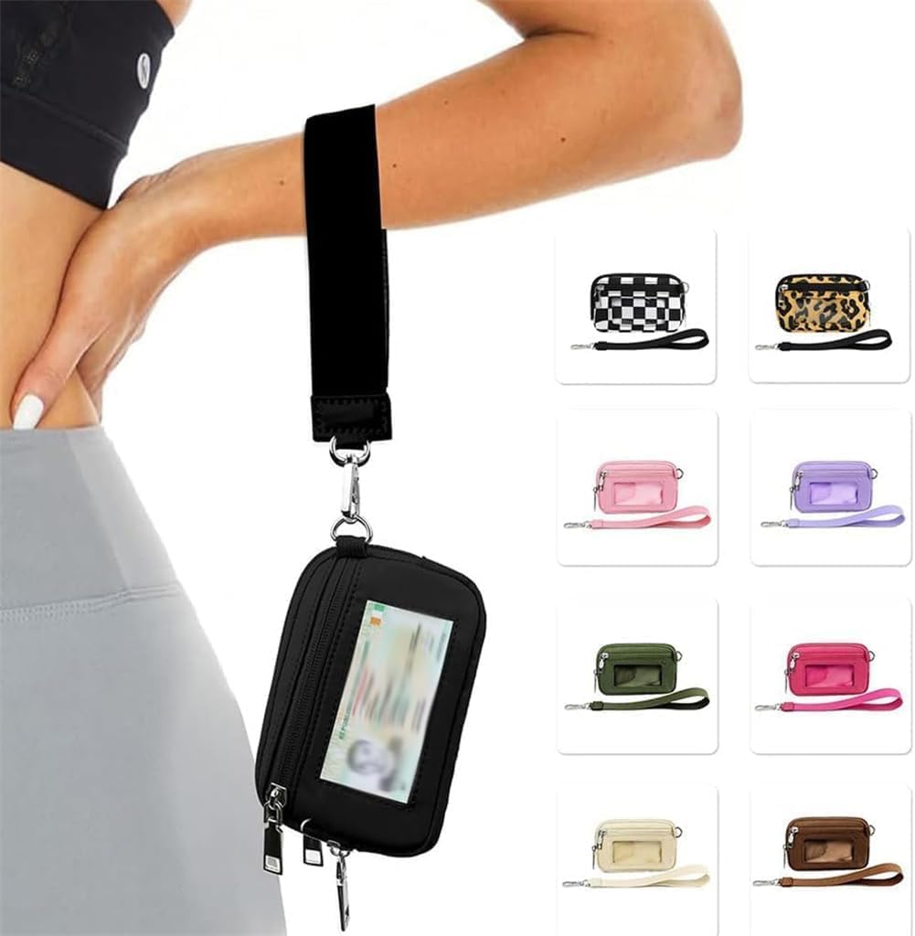 BreWel The Iris 'Wallet 2nd Gen,The Iris Pouch Wristlet, Zip Card Case mit ID-Fenster,Women 's Waterproof Nylon Keychain Wallet, The Iris' Card Wallets Keychain (B,Einheitsgröße)
