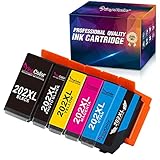 Hohe Ergiebigkeit: 550 Seiten pro 202XL Schwarz, 800 Seiten pro 202XL Foto Schwarz, 650 Seiten pro 202XL Cyan/Magenta/Gelb bei 5% Deckung von A4, Kapazität 23,5 ml pro Schwarz, Kapazität 21 ml pro Farbe.