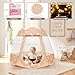 Crayline Pop Up Princess Tent with Star Light, Toys for 1 2 3 Year Old Girl Birthday Gift, Ball Pit for 12-18 Months Baby Girl Gifts Toddler Toys, Easy to Pop Up and Assemble(Brown)