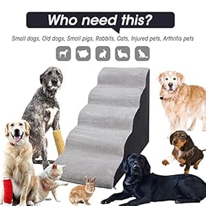 Foam-5-Tier-Dog-StepsStairs-for-High-Beds-25-inches-High-Tall-Extra-Wide-Pet-StairsSteps-for-High-BedsBedsidesNon-Slip-Dog-Ramps-for-Small-Dogs-for-Older-DogsCats-InjuredGrey - Cucciolini Doodles   Foam-5-Tier-Dog-StepsStairs-for-High-Beds-25-inches-High-Tall-Extra-Wide-Pet-StairsSteps-for-High-BedsBedsidesNon-Slip-Dog-Ramps-for-Small-Dogs-for-Older-DogsCats-InjuredGrey