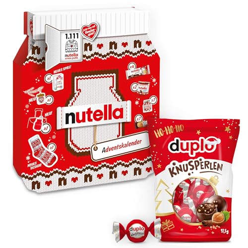 Nutella Adventskalender 2025 mit 24 Schoko-Überraschungen 528 g & Duplo Knusperlen 97 5 g Süßigkeiten-Bundle süßes Geschenkset für die Adventszeit ideal für Freunde Familie & Nutella-Liebhaber