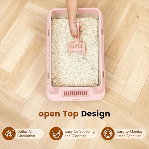 Set 2 areneros metálicos grandes para gatos con tapa y scoop miniatura 5