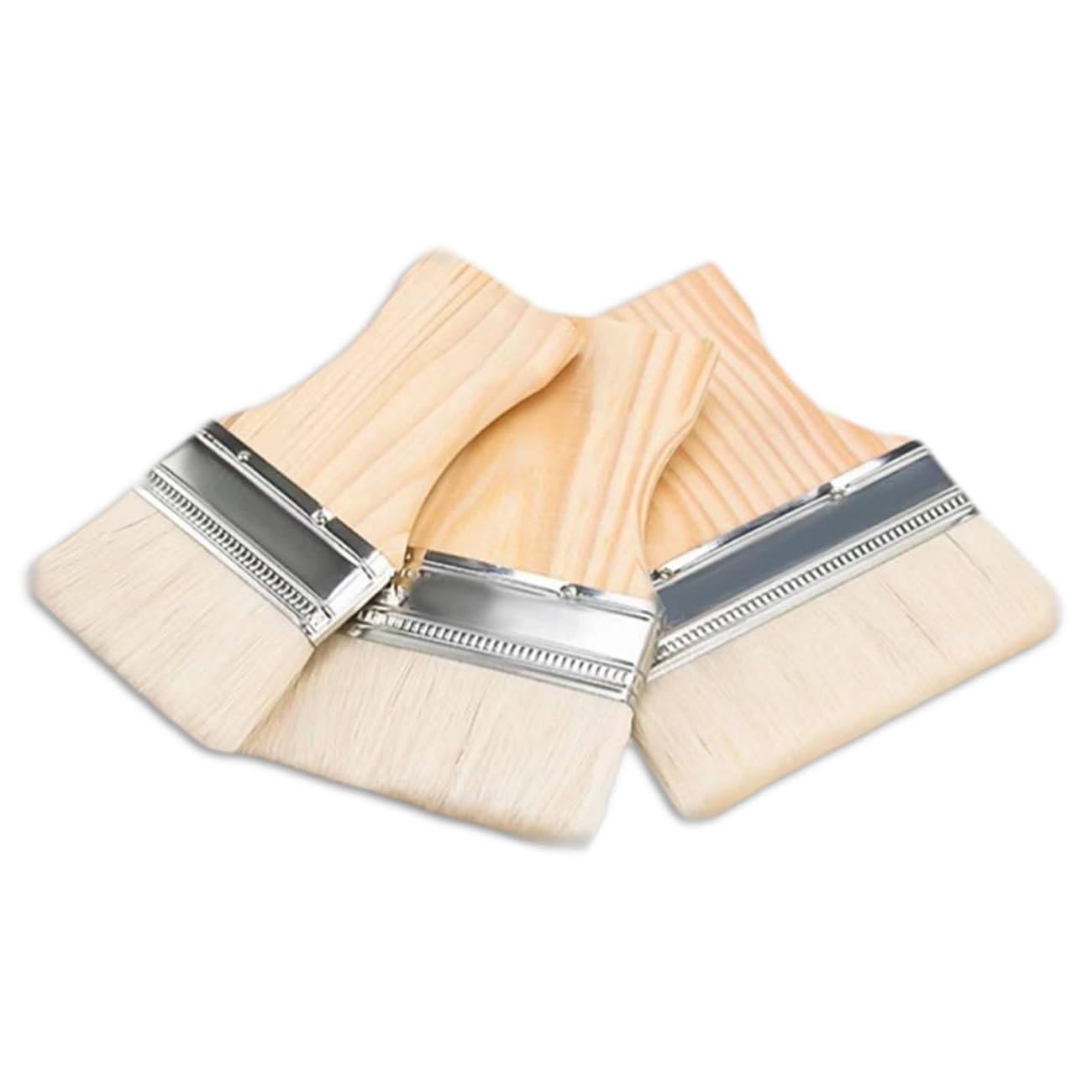 ZBJBinCH Wide Flat Paint Brush with Maple Handle, Flat Paddle Paint Brush Set, Hake Brush Flat, Art Paint Brush Wool Paint Brushes for Oil and Acrylic Paints 3/4/5 Inch (Light yellow)