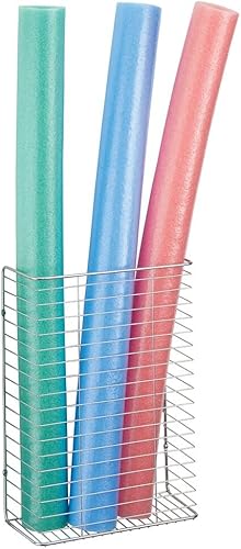 Miniatura 5 de mDesign Organizador de almacenamiento de alambre de metal para colgar en la pared, envoltorio de regalo y lazos, colgar en el armario, sótano, sala