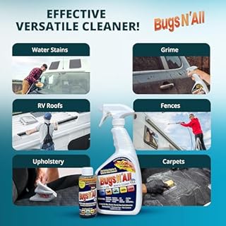 Bugs N’ All Multipurpose Car Cleaner & Degreaser - Bug & Tar Remover Concentrate 4 oz - Exterior Cleaner Safe for Car Paint, Metal, Chrome, Aluminum, Windows & Mirrors - w/Free 32 oz Spray Bottle