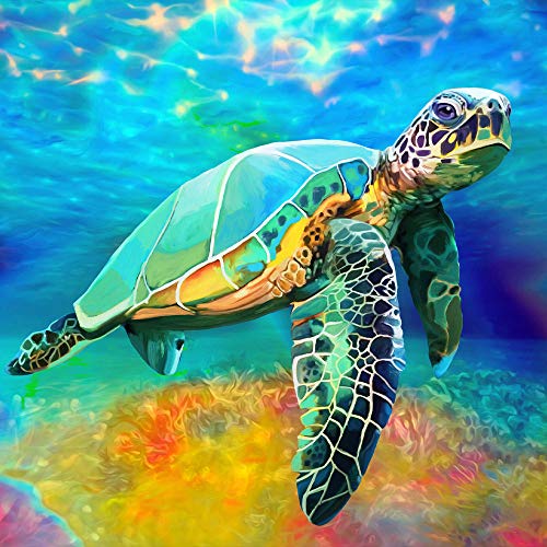 Offito DIY 5D Diamond Painting Kits for Adults Kids Beginners, Colorful Sea Turtle Full Drill Diamond Painting by Number Kits, Rhinestone Diamond Art Kits for Home Wall Decor and Gift (12x12 inch)