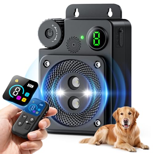 PUXUROX Anti Barking Device for Dogs, Dog Bark Deterrent Devices,3 Modes Ultrasonic Bark Box with Remote Control, Anti Barking Device Long Range 50ft, Silencer Sonic Barking Deterrent Indoor/Outdoor