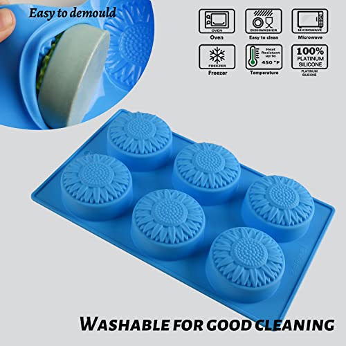 image for Actvty Round Sunflower Soap Molds, 2 Pack 6 Cavity Cylinder Daisy Flow