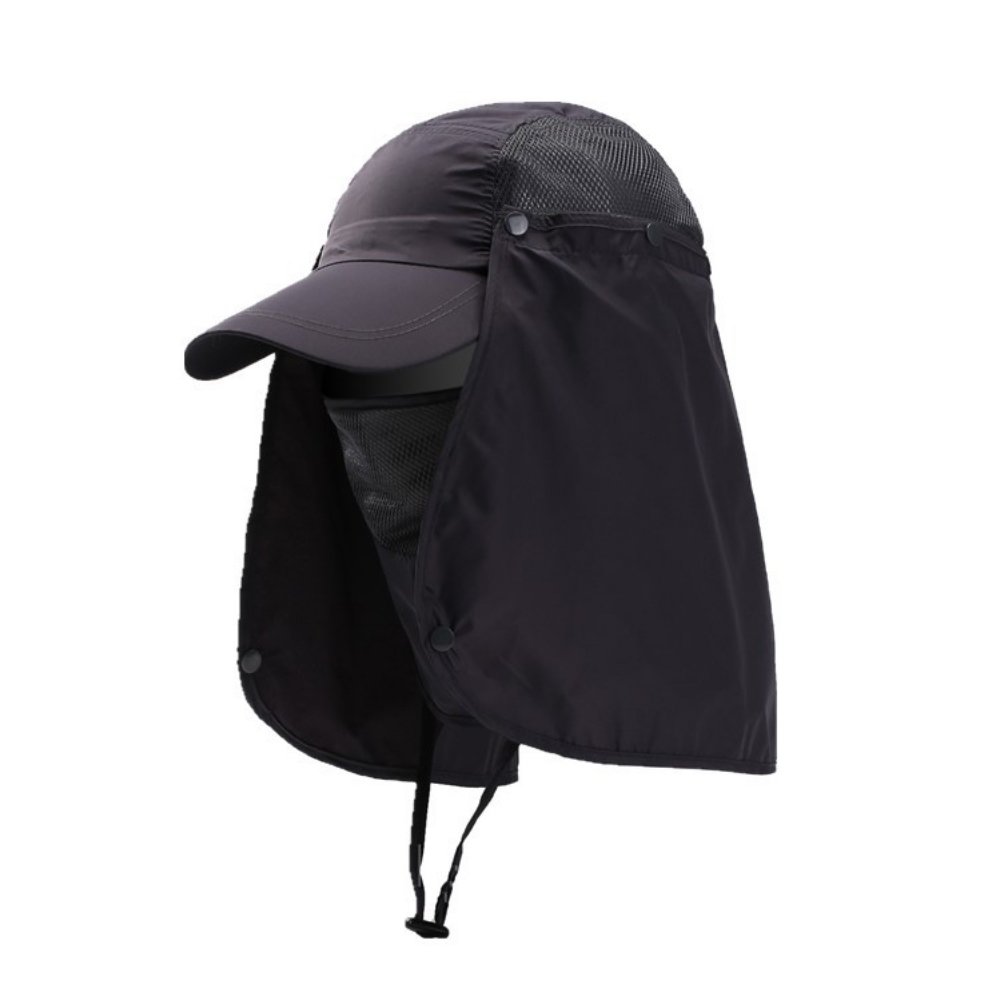 Xinchia Men's Dark Grey Wide Brim Sun Hat With Detachable Face Neck Flap Fisherman Hat With String Outdoor Upf 50+ Sun Protection Hat Quick Dry Fishing Hats For Wo Sun Baseball Cap Bucket Hat For Camping Hiking Travel
