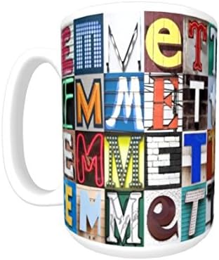 EMMETT Coffee Mug / Cup - using photos of sign letters - personalized