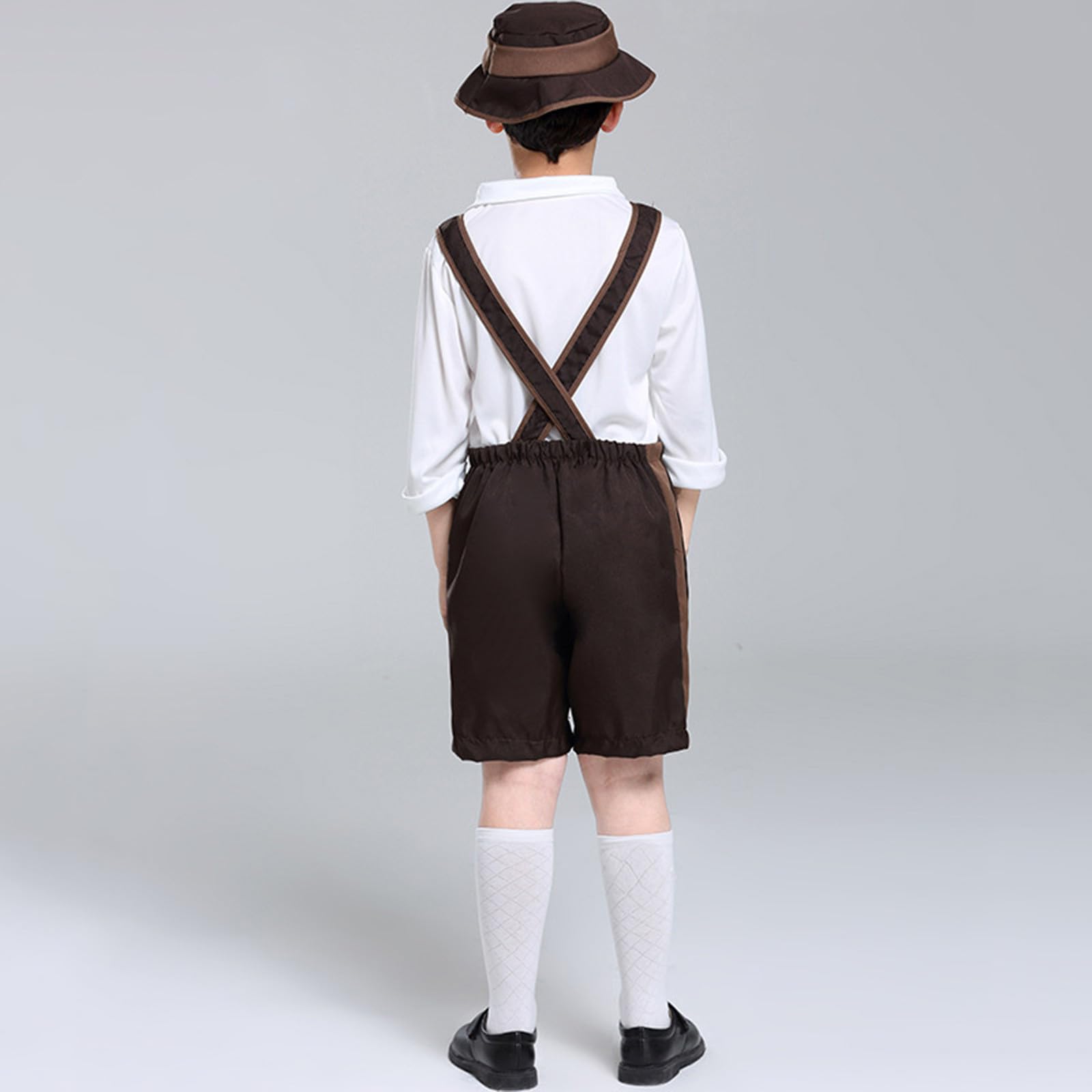 Boys Oktoberfest Lederhosen Cosplay Costume German Traditional Costume 3 Piece Outfit Tshirts Lederhosen Bavarian Fancy Dress for Oktoberfest Party Prom Performance - Image 6