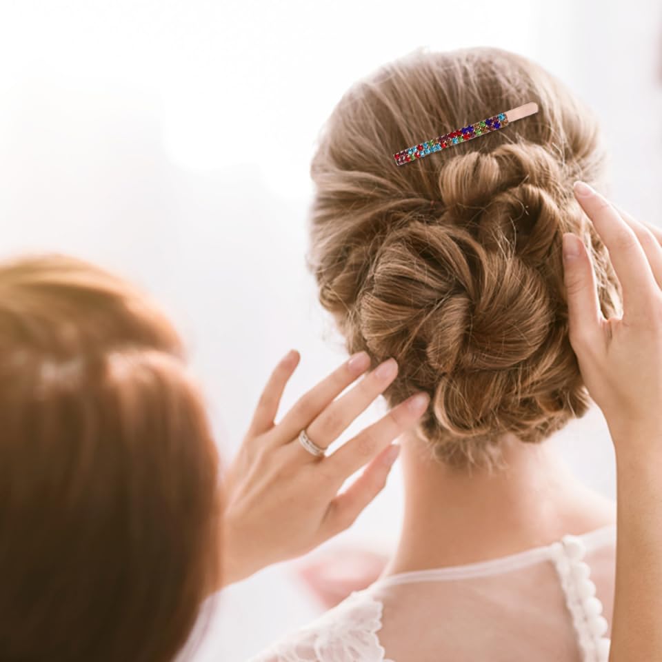 minkissy Rhinestone Hair Clip Set 8Pcs One-Line Barrette Hair Accessories for Women Girls Wedding Party Daily Styling - Image 3