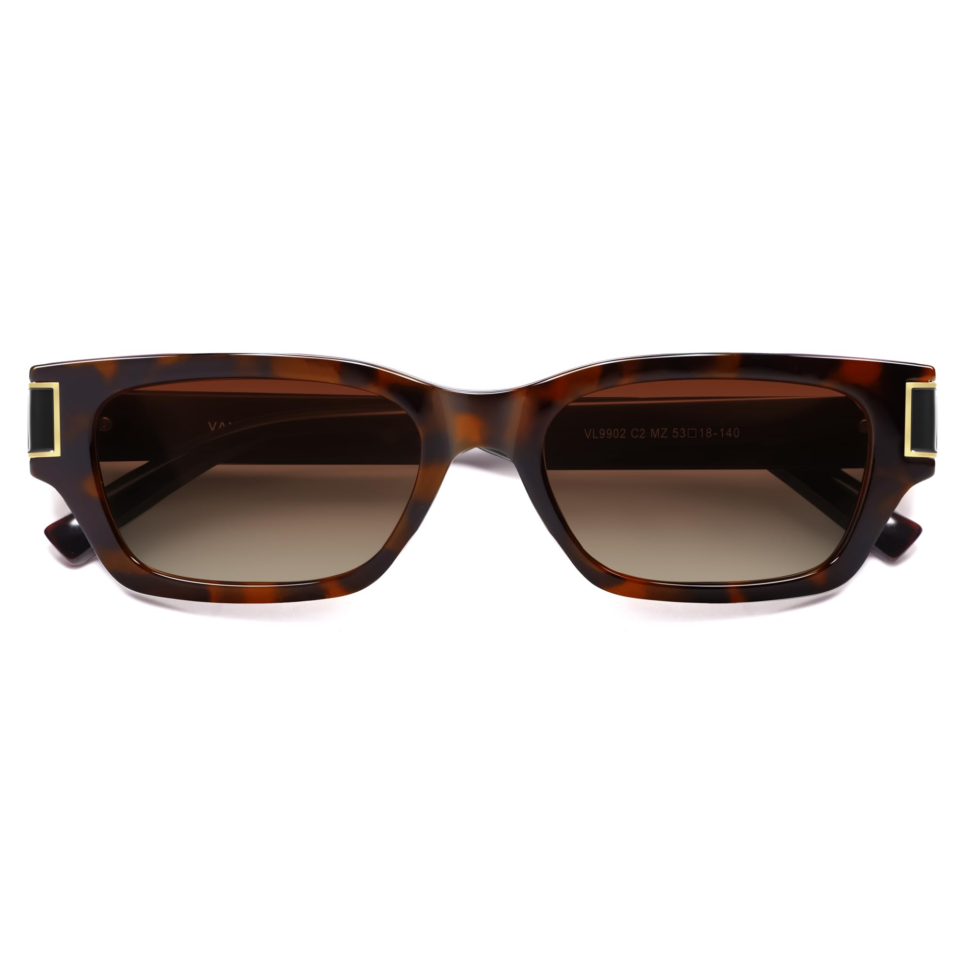 VANLINKER 2026 Polarized Trendy Small Square Cat Eye Sunglasses for Women Retro Rave Rectangle Shades VL9902,Tortoise Frame Gradient Brown Lens