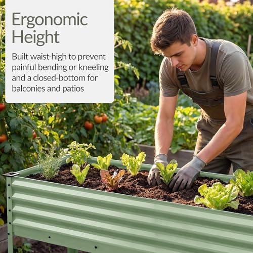 Image of Best Choice Products 48x24x30in Galvanized Raised Garden Bed, Metal Elevated Planter Box, Vegetable Garden for Backyard, Patio, Balcony, 100% Non Toxic Materials - Sage Green