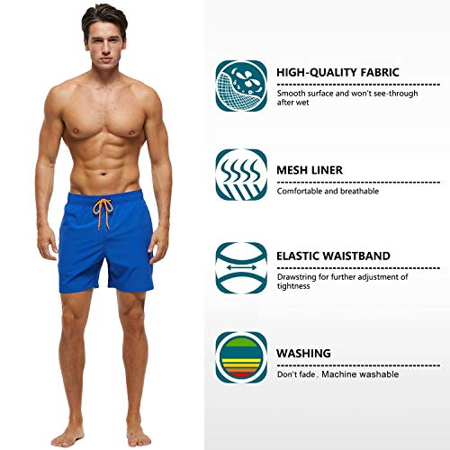 Image of Tyhengta Men's Swim Trunks Quick Dry Beach Shorts with Zipper Pockets and Mesh Lining