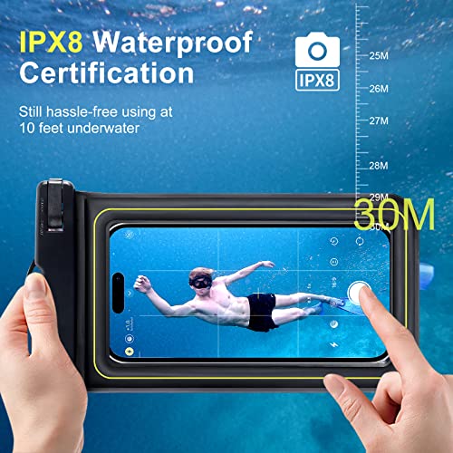 2 Pcs Waterproof Phone Pouch Floating [20X Super Buoyancy], 2023 Upgrade 7" Ipx8 Cellphone Dry Bag With Sponge & Lanyard For Iphone 14 13 12 11 Pro Max Samsung Galaxy S22 Pixel Black #TOP2