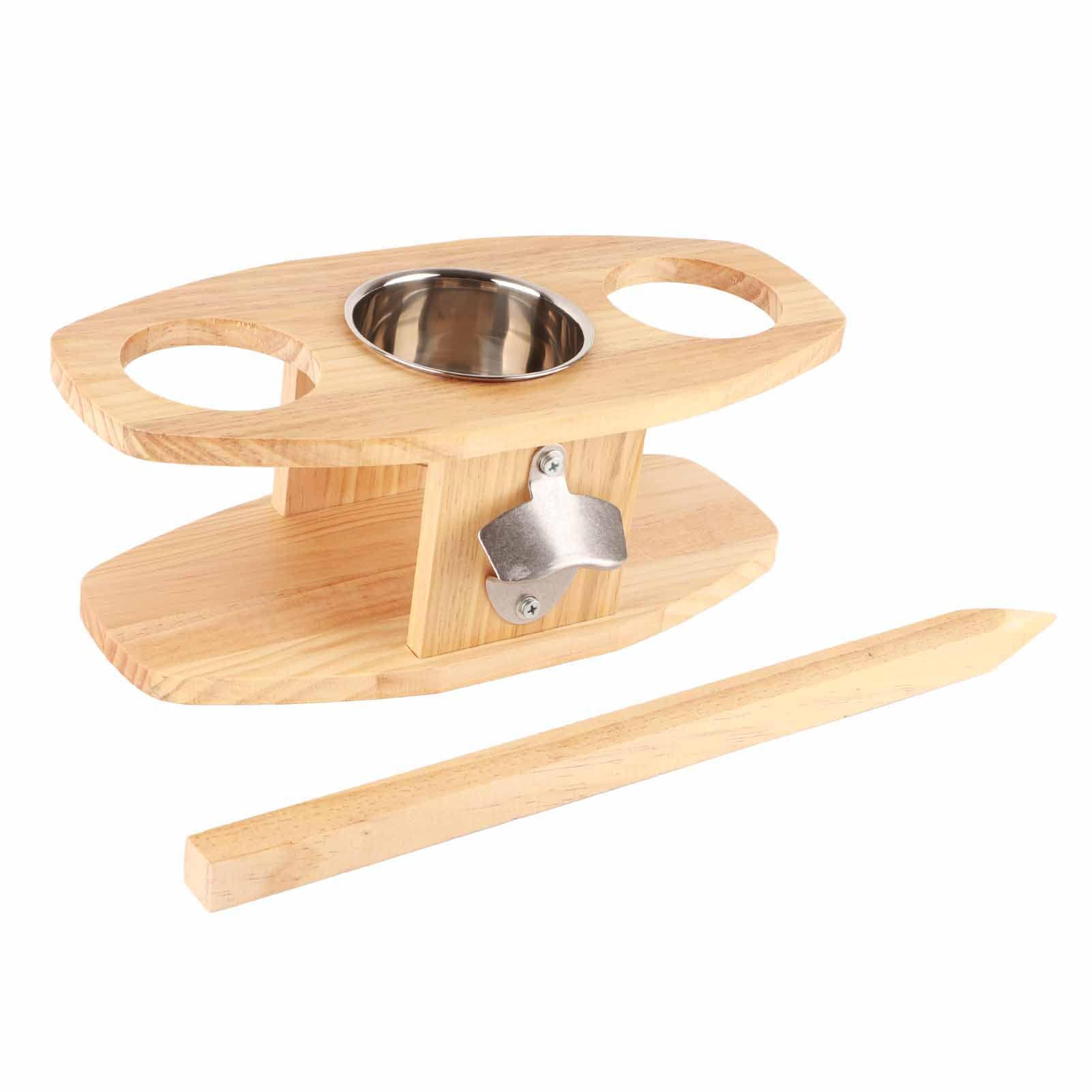 Table à vin portable pique-nique en bois avec piquet pour sable et herbe