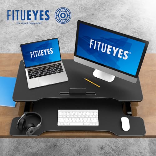 Image of FITUEYES Height Adjustable Standing Desk 36 inch Wide Sit to Stand Converter