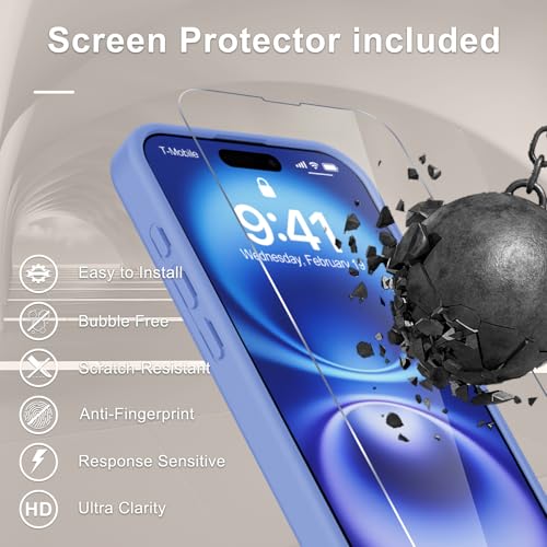 Image of YENAPOON for iPhone 16 Case, Matte Magnetic Phone Cover [with 1 Screen Protector] [Support for MagSafe] [Shockproof Military Grade Protection] Translucent Frosted Back, Purple