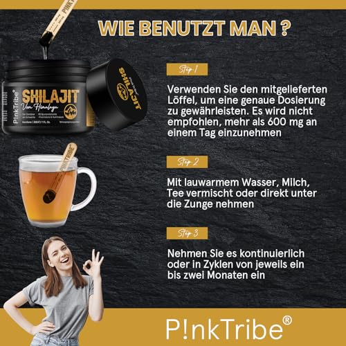 Shilajit Reines Himalaya Shilajit-Harz, Gold Qualität und Original, Ayurvedische Kräuter, Vegan (1er Pack)