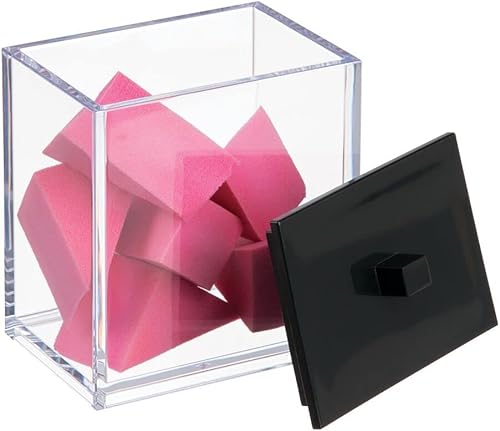 Miniatura 4 de MDesign Moderna encimera cuadrada de tocador de baño tarro recipiente organizador para hisopos de algodón, bolas de algodón, esponjas para el