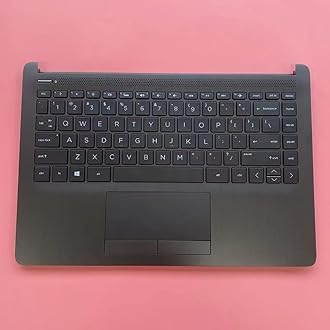 Tuyeho Replacement Laptop Upper Case Palmrest Backlit Keyboard Touchpad Assembly Part for HP 14-CF 14Z-DK 14S-CF 14S-DK 14-DF L24817-001 Black