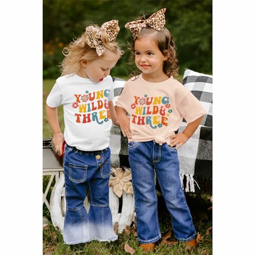 Young Wild and Three Birthday Girls Shirt 3rd Birthday Outfit 3 Year Old Girls Third B-Day Party Tshirt Tops3
