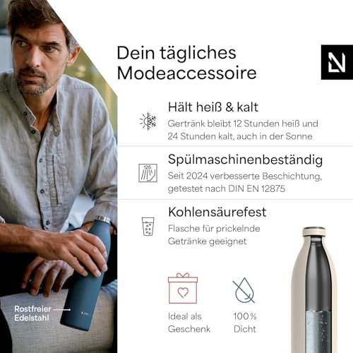 LARS NYSØM Trinkflasche 1 5l - Trinkflasche Edelstahl - Thermosflasche – Ansicht 2