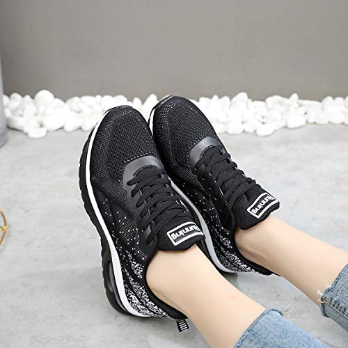 GANNOU Women\'s Air Athletic Running Shoes Fashion Sport Gym Jogging Tennis Fitness Sneaker Black 7.5 B(M) US