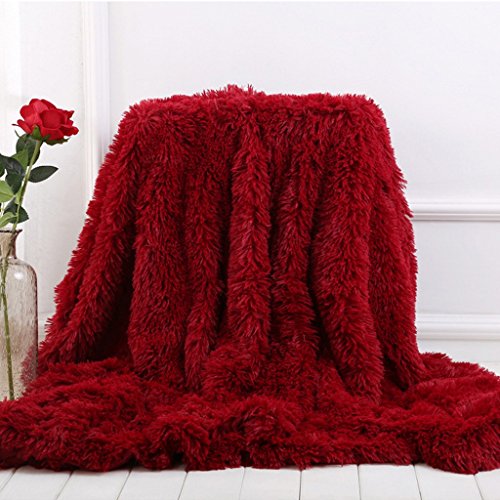 Soffte Cloud Super Soft Long Shaggy Warm Plush Fannel Blanket Throw Qulit Cozy Couch Blanket For Winter Burgundy(51"X63") #TOP2