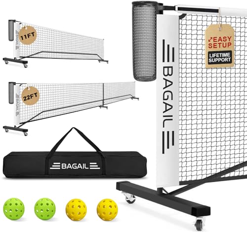 BAGAIL Portable Pickleball Net Set with Wheels, 22 FT...