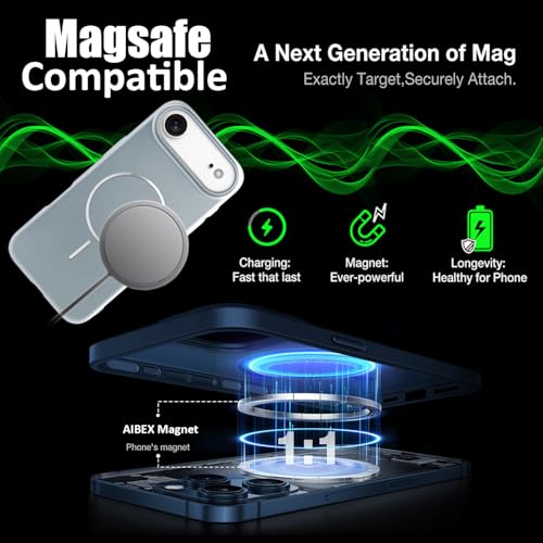 Image of AIBEX Ultra-Thin Mag-Saf Back Cover Case Compatible with iPhone 17 AIR| Slim Fit Scratch-Resistant Matte | Magnetic Wireless Charging | Microfibre Lining | Camera Protection (PC Material) - Silver