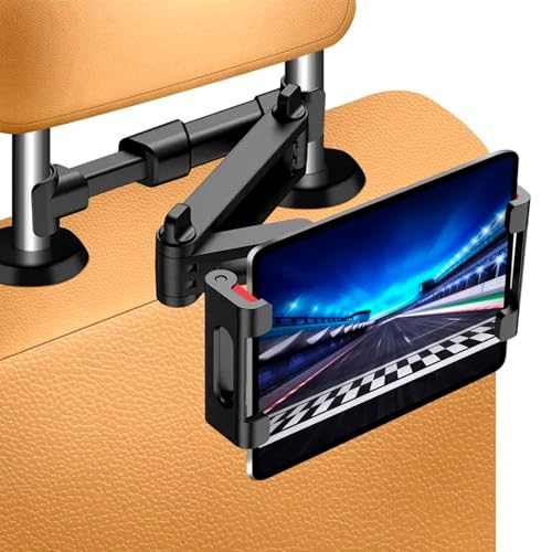 Supporto Tablet Auto, Supporto Tablet Poggiatesta Estensibile, Universale Supporto Tablet con Rotazione a 360º per 5,5 - 10 Pollici con Cuscinetti in Silicone Antiscivolo, Accessori per Auto Bambini