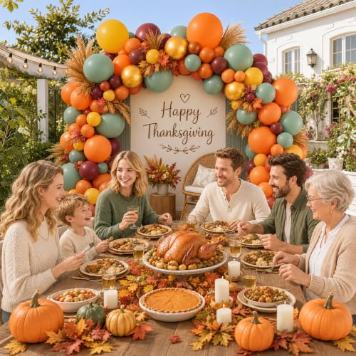 Image of Green Orange Balloons, 12 Inch Fall Balloons with Burgundy Yellow Balloons