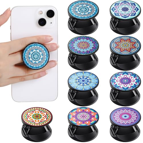Honoson 9 Pcs Cell Phone Grip Holder Collapsible Holder, Mandala