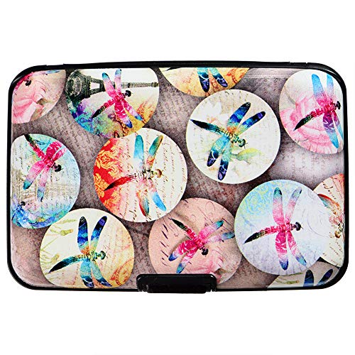 Vichline Aluminum Rfid Blocking Slim Metal Wallet Credit Card Holder For Men Women (Watercolor Dragonfly) #TOP2