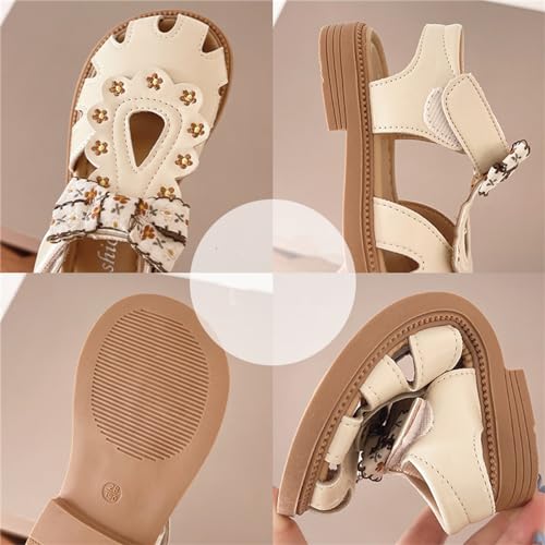 He&Yingmin Girls Bow Sandals Soft Closed Toe Princess Flat Shoes Summer Sandals3