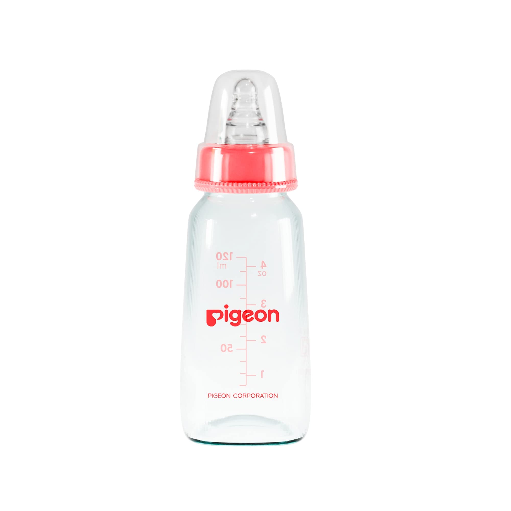 PIGEON Glass Feeding Bottle 120ML (RED) with ADD Nipple S, TRANSPARENT-image-40