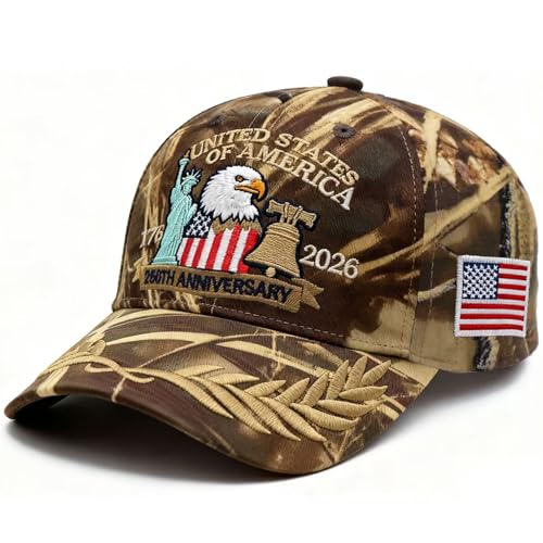 Bcefuho 250 Anniversary USA Hat 250th Anniversary USA hat 1776-2026 Embroidery Coma Adjustable Cap