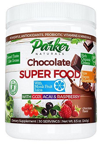 Berry Green Chocolate Superfood Powder with Organic Greens & Organic Fruits, Enzymes, Probiotics, Antioxidants, Vitamins, Minerals - Alkalize & Detox - Non GMO, Vegan & Gluten Free - 240 Grams.