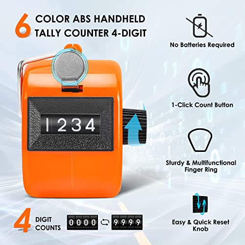 Ktrio Pack Of 6 Colors Handheld Tally Counter 4-Digit Number Count Clicker Counter, Hand Mechanical Counters Clickers Pitch Counter For Coaching, Knitting, People, Lap, Fishing, Golf, Toddler & Fidget #TOP1