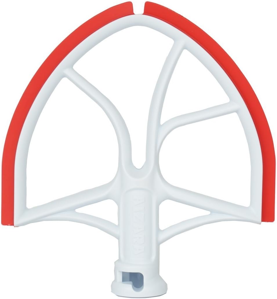 AIZARA Flex Edge Beater for KitchenAid Mixer Bowl-Lift Stand Mixer Attachment for 6 Quart Bowls, Plastic Flat Beater Paddle with Silicone Edges, Bowl Scraper Blade Accessory