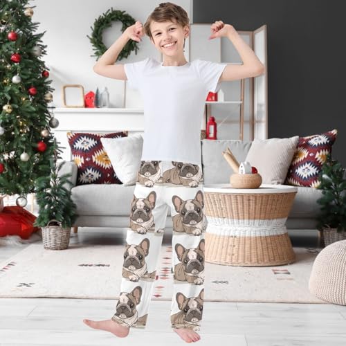 Boy's Pants Khaki Bulldog Jogger Pants Elastic Waist Long Bottoms Trousers with Pockets 6-14 Years2