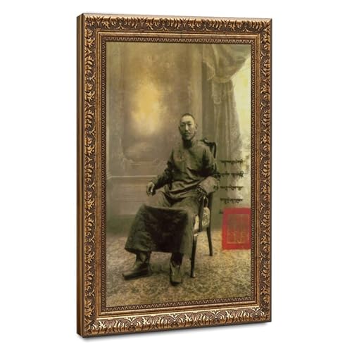Toile 13e Dalaï Lama 1910 de 50,8x76,2 cm avec cadre suspendu de haute qualité pour salon chic