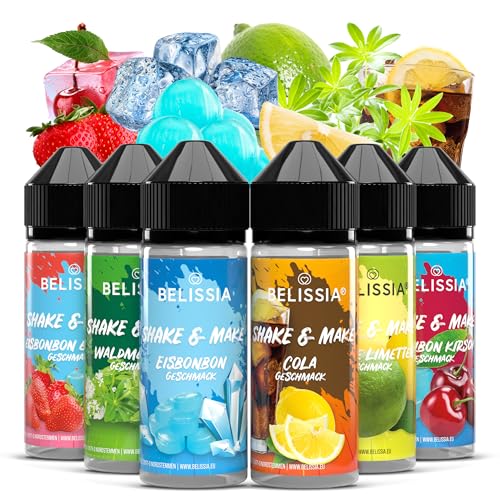 Belissia Shake and Make - Set-Erfrischung | Hochdosiertes Lebensmittel Aroma 6x10 ml mit praktischer Schüttelflasche zum mischen. Zur Verwendung in Lebensmitteln
