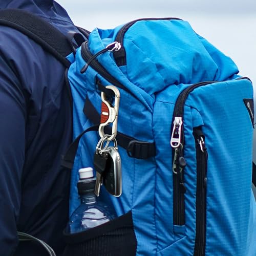 Image of Heavy Duty Keychain with Quick Release Double Carabiner Clip, Key Rings, D Ring, Car Key Holder for Belt Loop