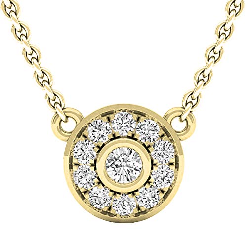 Colgante redondo de diamante cultivado en laboratorio de 0,25 quilates (cadena de oro incluida), oro, Oro amarillo Diamante cultivado en laboratorio Oro amarillo, Diamante cultivado en laboratorio.