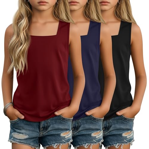 Image of 3 Pack Girls Square Neck Tank Tops